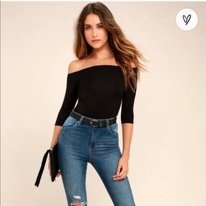 Lulus Upstage Black Off-the-Shoulder Top